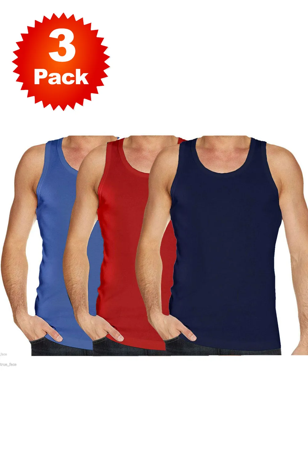 3 Pack Mens Plain Cotton Sports Vest