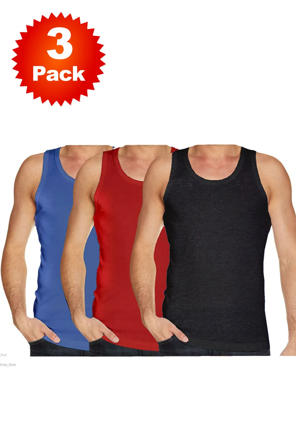 3 Pack Mens Plain Cotton Sports Vest