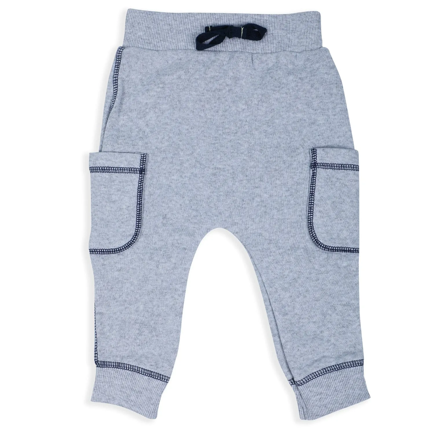 Baby Moo Solid Stretchable Jogger with Full Sleeve Onesie And Booties Gift Set - Grey