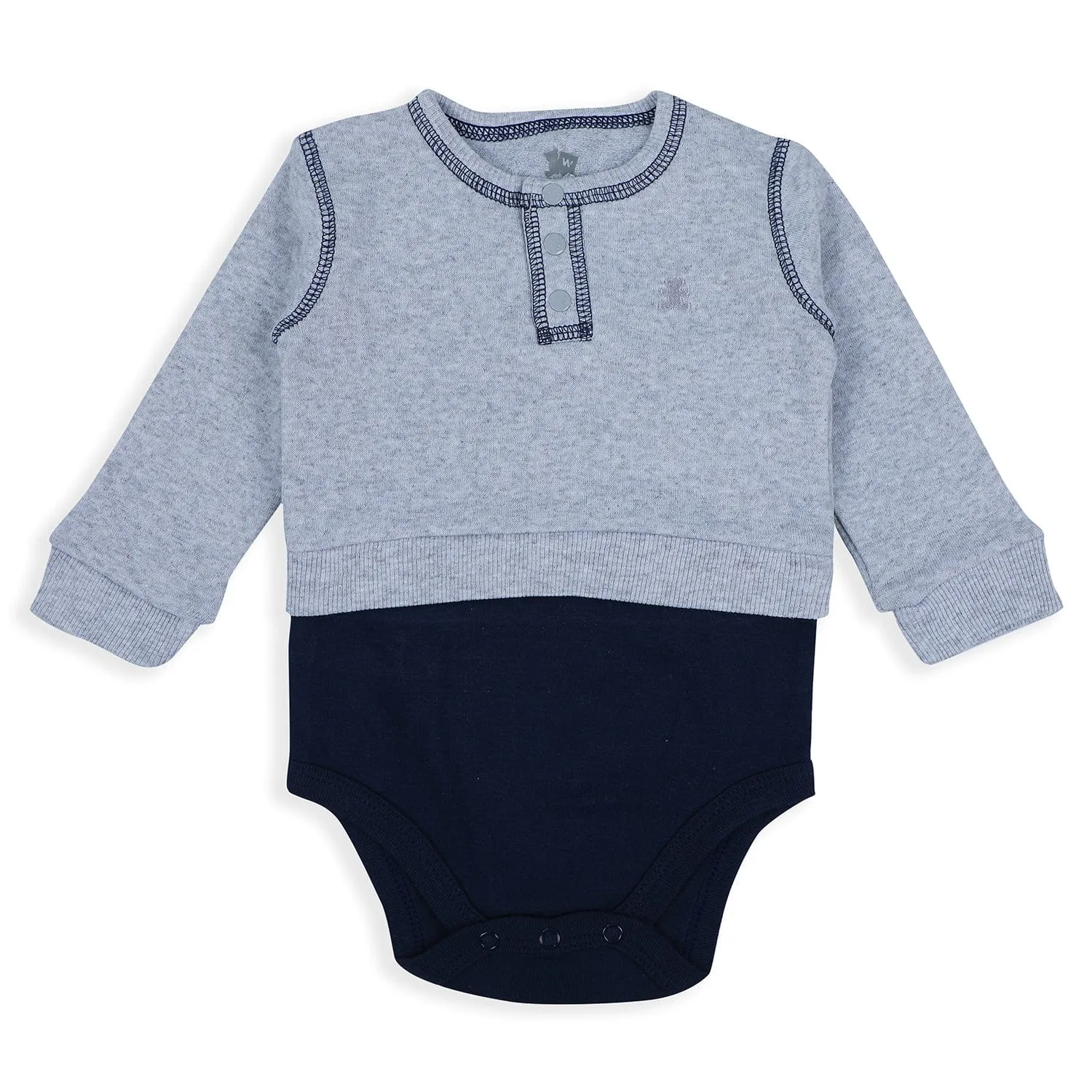 Baby Moo Solid Stretchable Jogger with Full Sleeve Onesie And Booties Gift Set - Grey