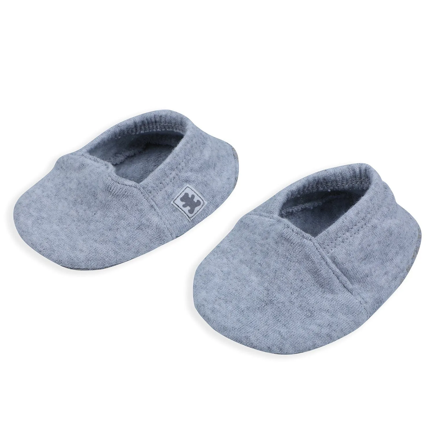 Baby Moo Solid Stretchable Jogger with Full Sleeve Onesie And Booties Gift Set - Grey