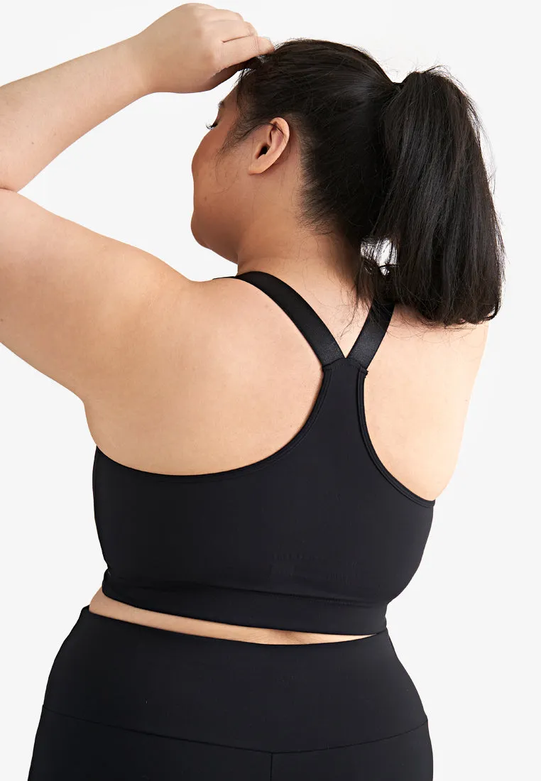 Balance Front Zip Racerback Sports Bra - Black