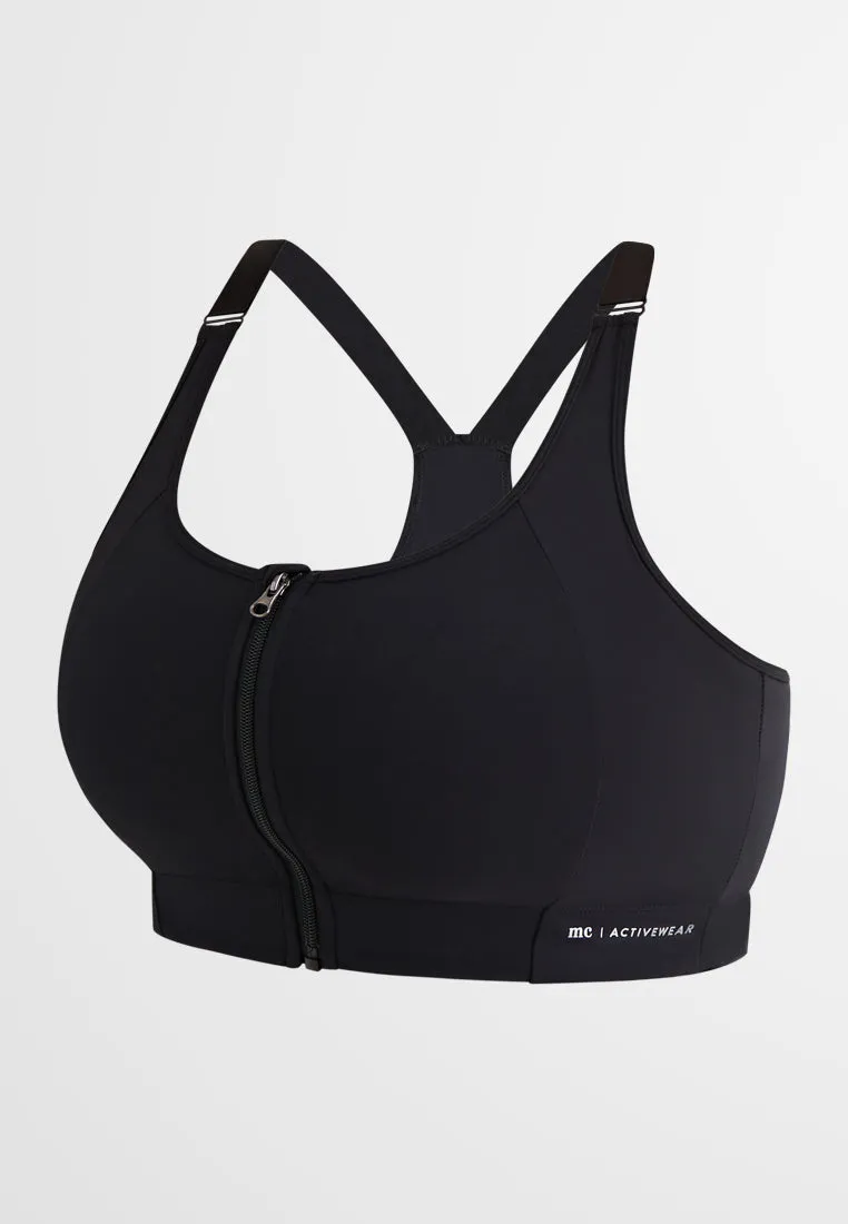 Balance Front Zip Racerback Sports Bra - Black