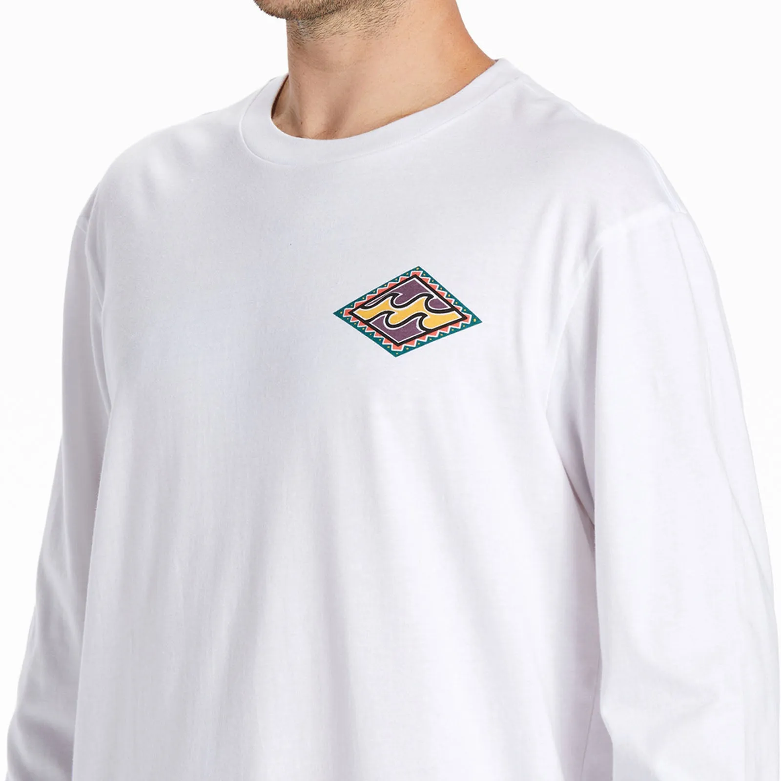 Billabong Mens Crayon Wave Long Sleeve Crew Neck T-Shirt - White