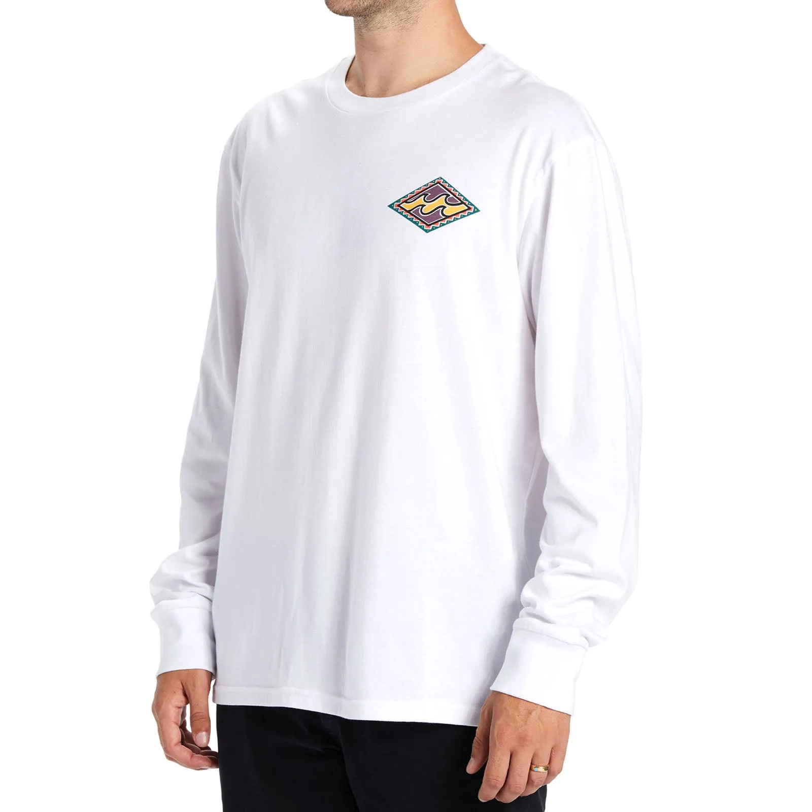 Billabong Mens Crayon Wave Long Sleeve Crew Neck T-Shirt - White