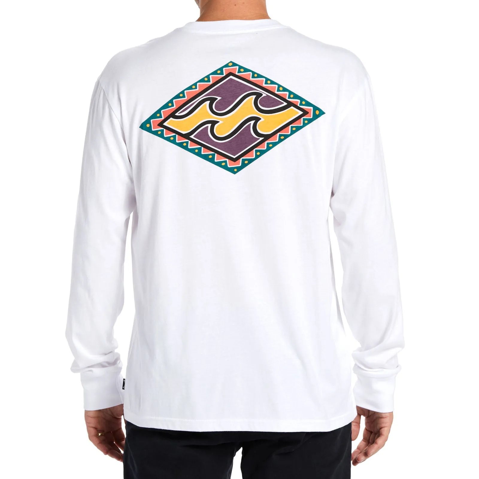 Billabong Mens Crayon Wave Long Sleeve Crew Neck T-Shirt - White