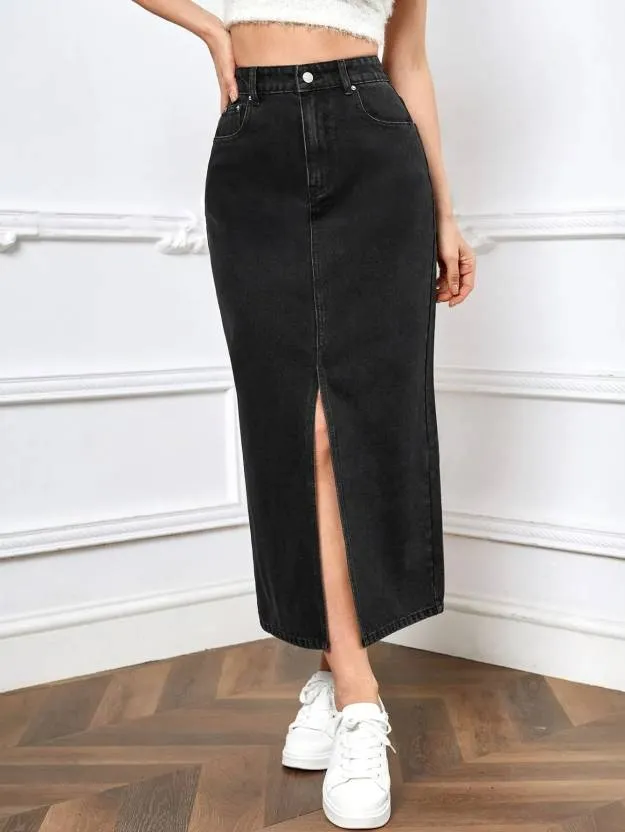 Black Chic Denim Skirt