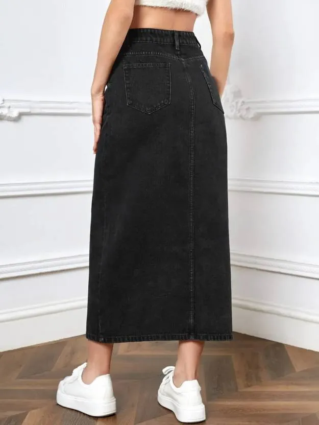 Black Chic Denim Skirt