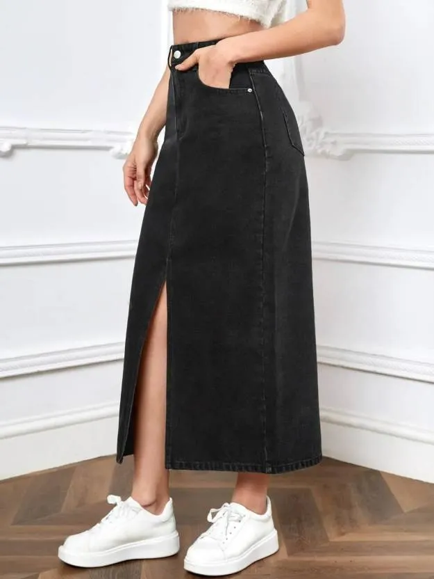 Black Chic Denim Skirt