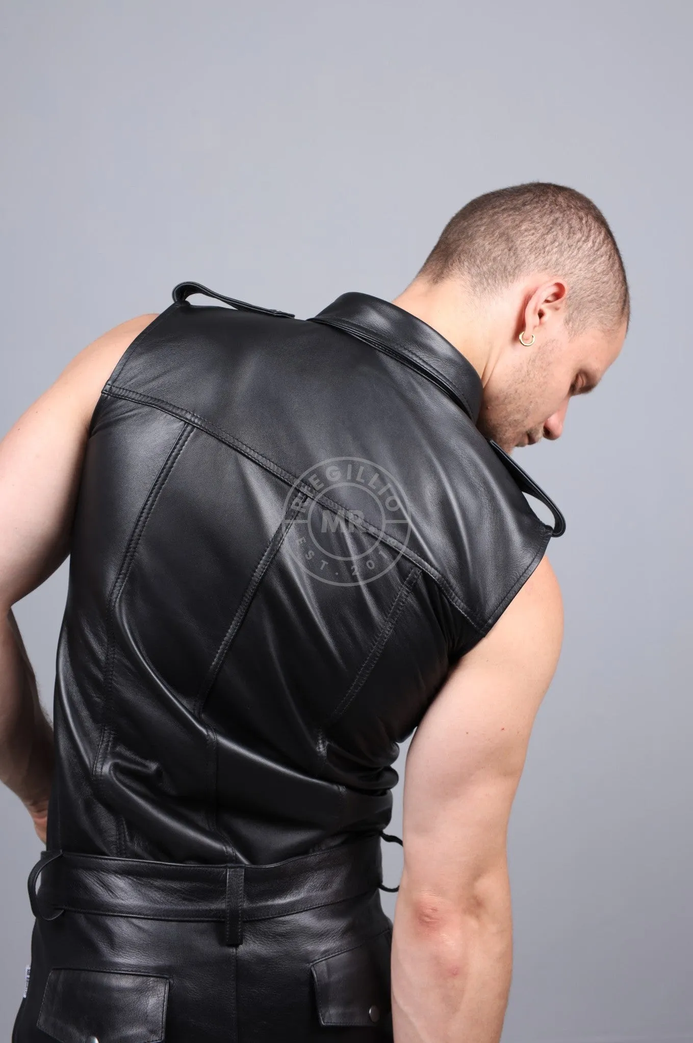 Black Leather Shirt - Sleeveless