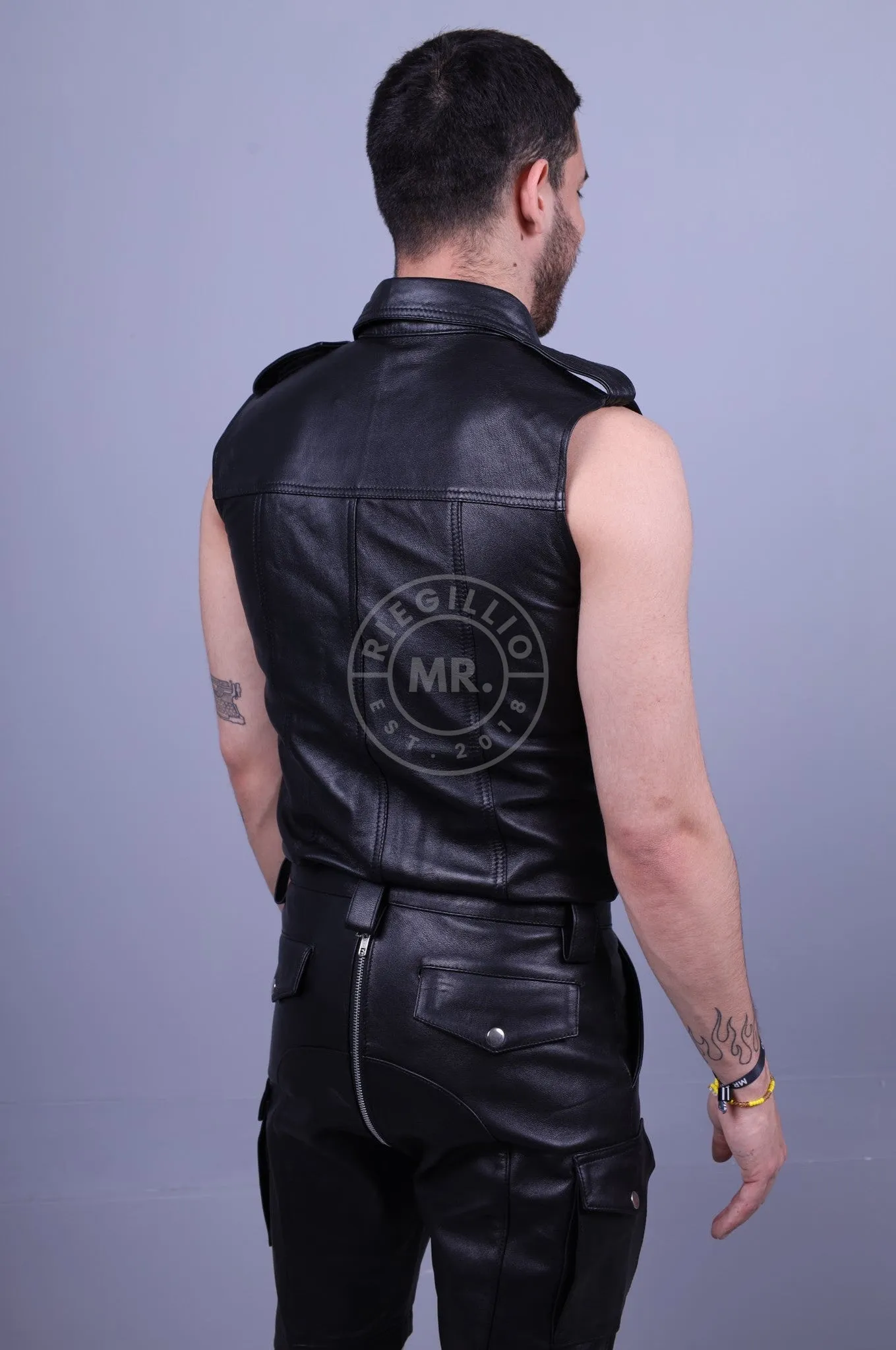 Black Leather Shirt - Sleeveless