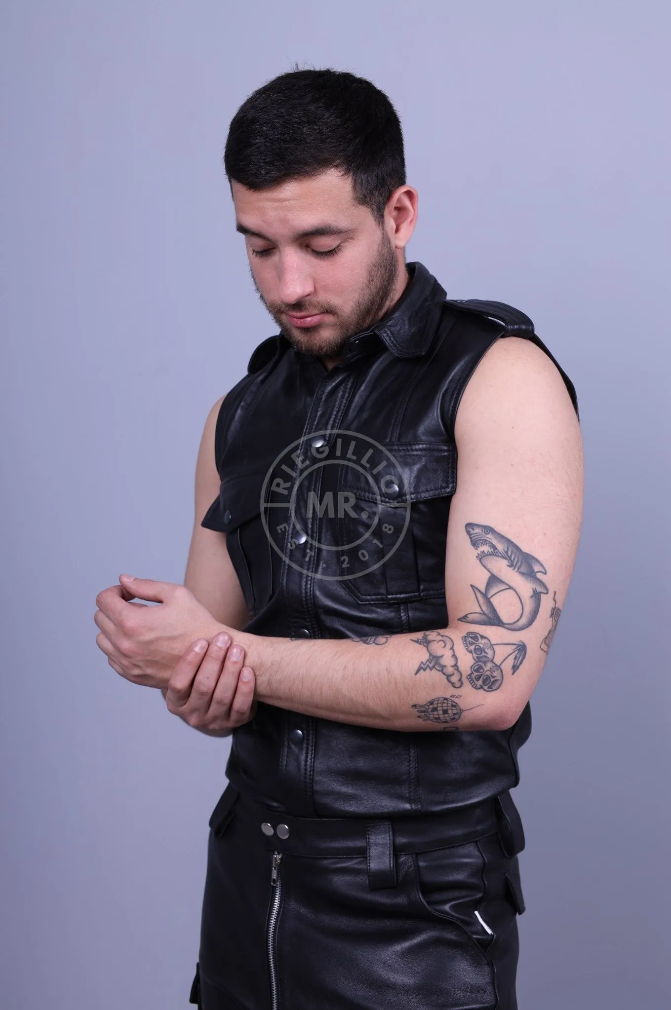 Black Leather Shirt - Sleeveless