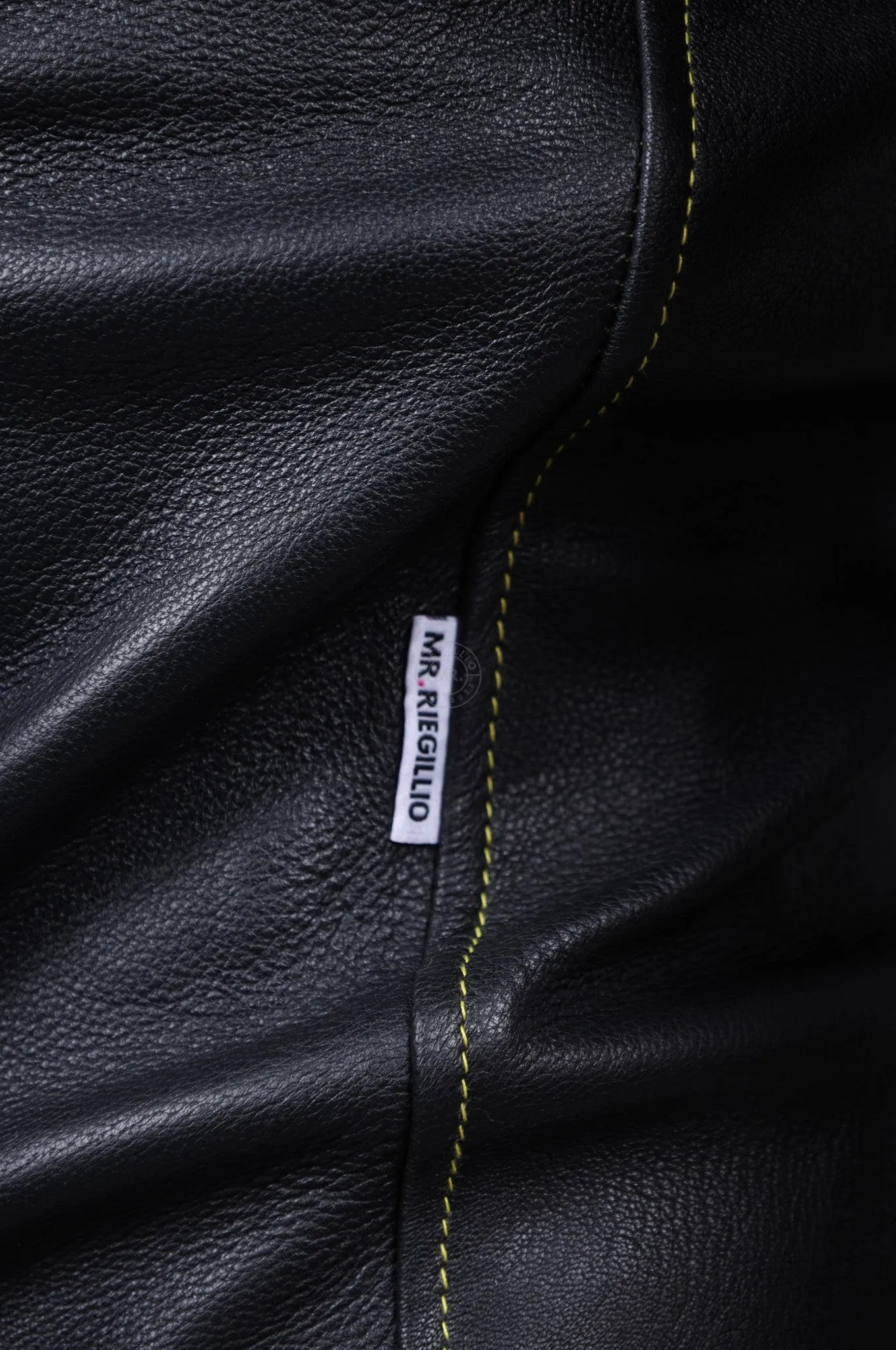 Black Leather Shirt - Yellow Stitching