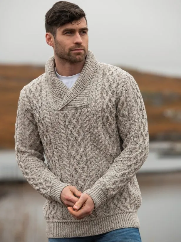 Bunratty Shawl Collar Sweater - Oatmeal