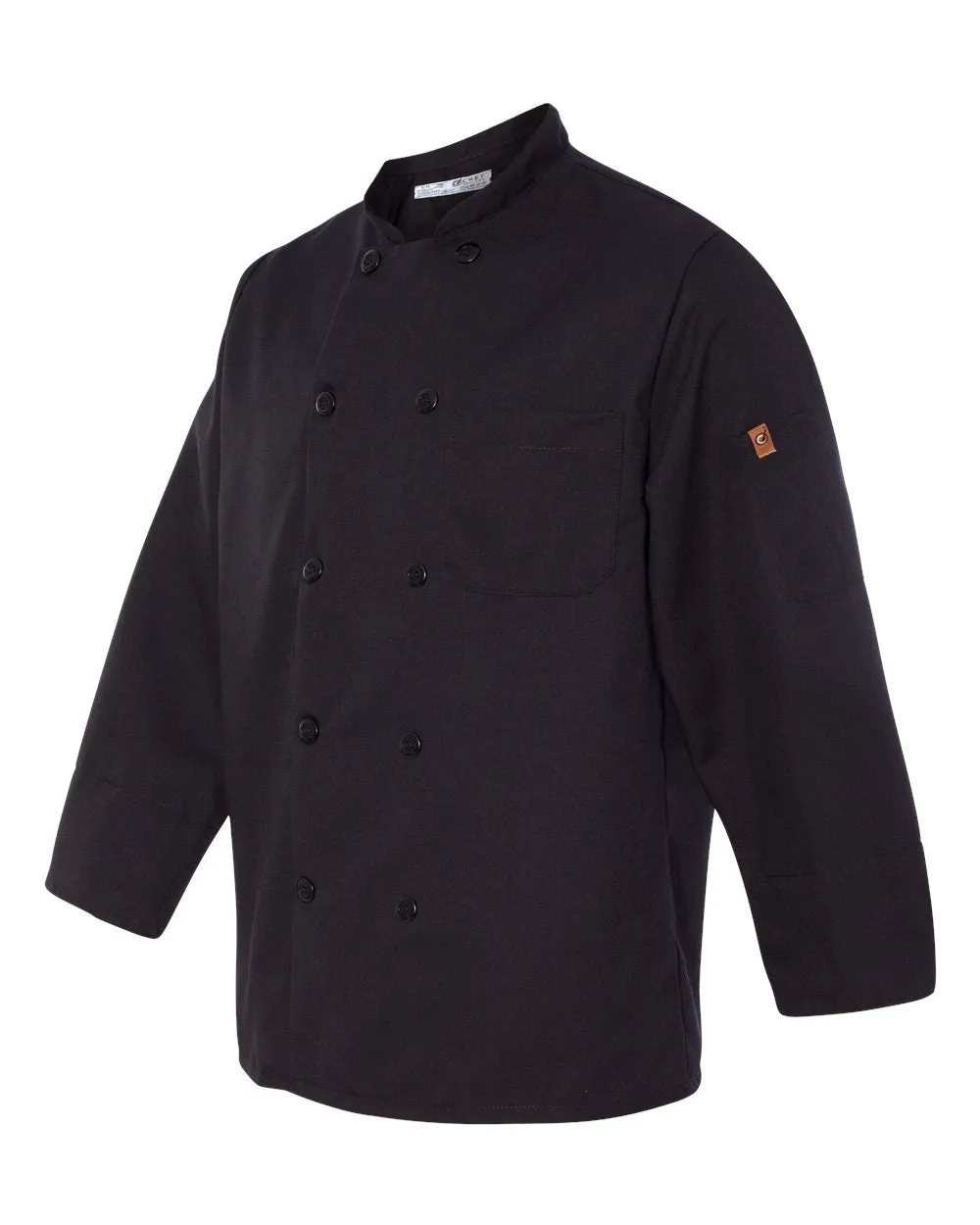 Chef Designs - Ten Pearl Button Black Chef Coat  - Black