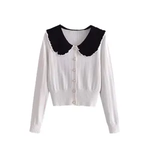 Chic Doll Collar Knitted Cardigan