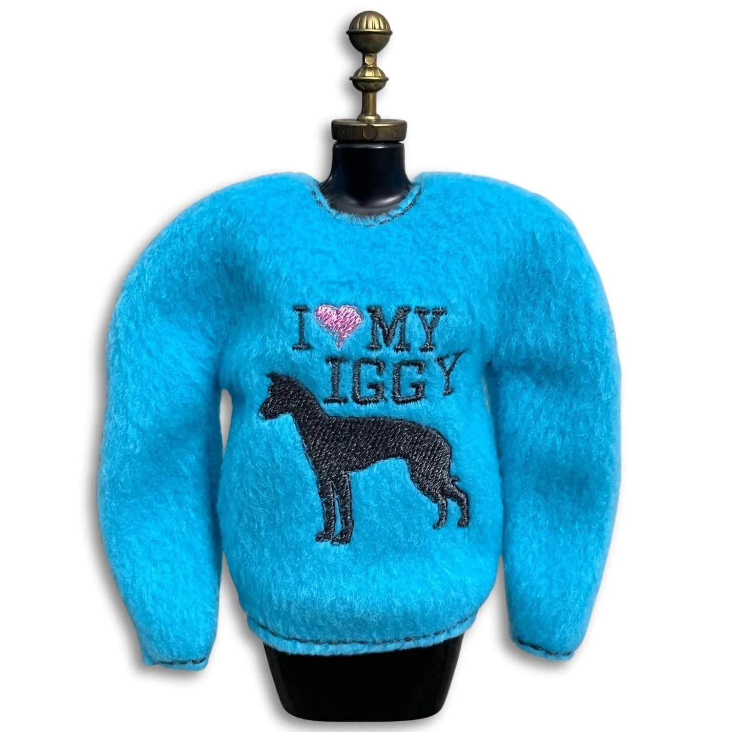 Elf Sweater I Love My Iggy Turquoise