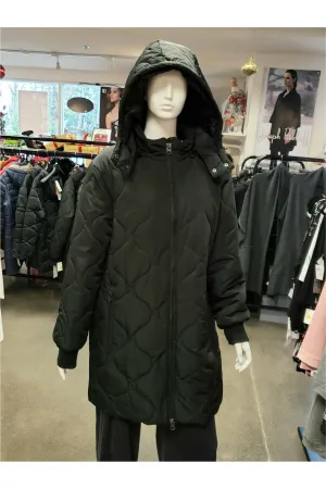 Etage Cocoon Quilted Long Coat with Removable Hood