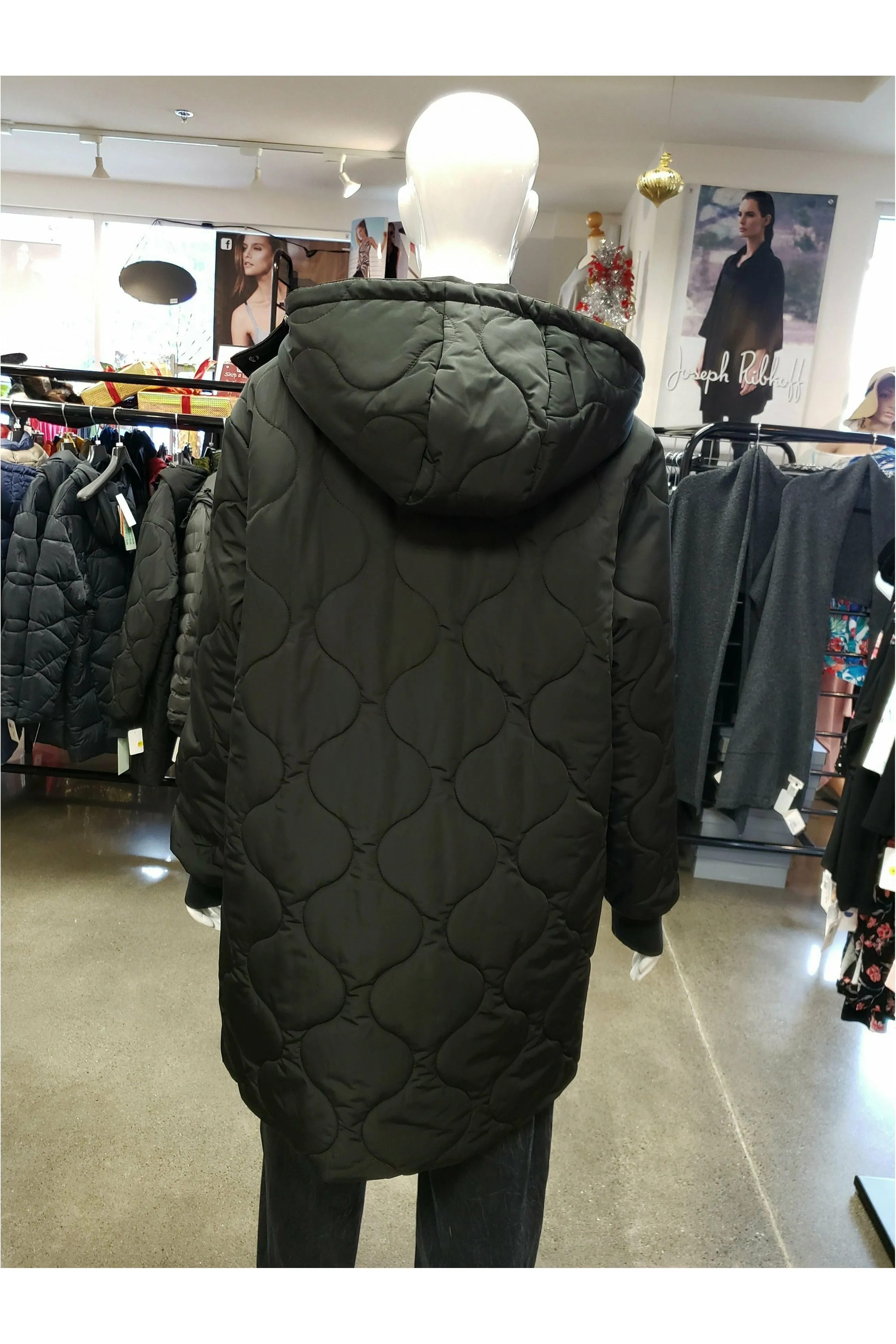 Etage Cocoon Quilted Long Coat with Removable Hood