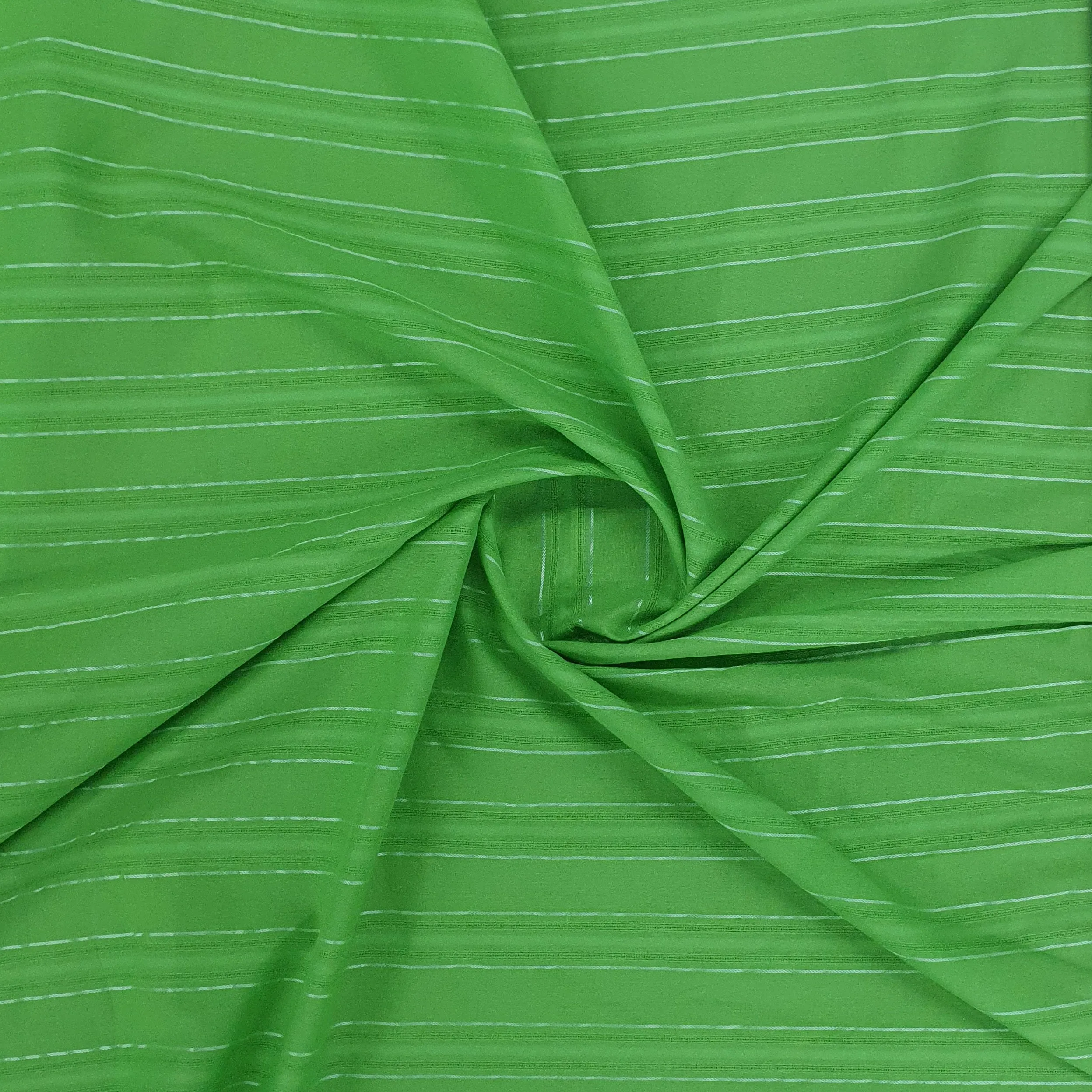 Green Solid Jacquard Cotton Fabric, 48 Inches, Plain Weave