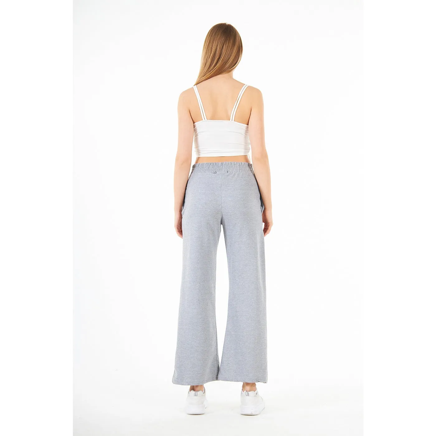 Grey Wide Leg High Trousers