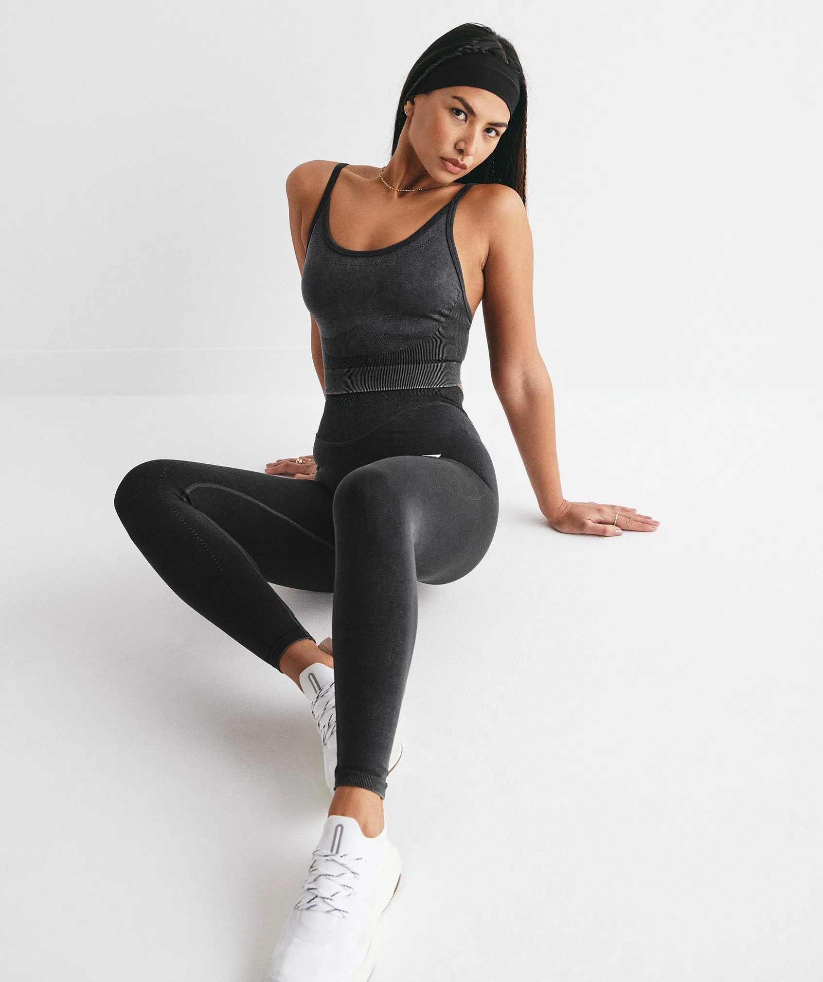 Gymshark Sweat Seamless Washed Midi Tank - Black