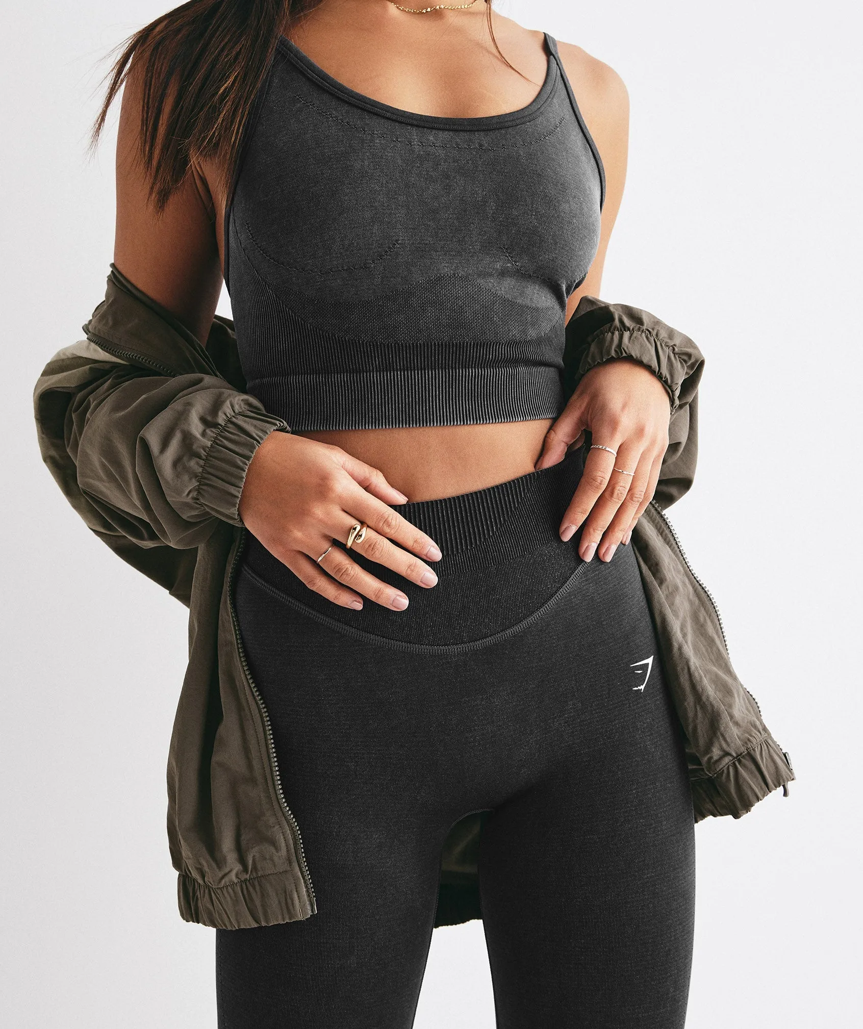 Gymshark Sweat Seamless Washed Midi Tank - Black