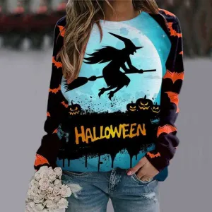 Halloween Cartoon Print Sweatshirt