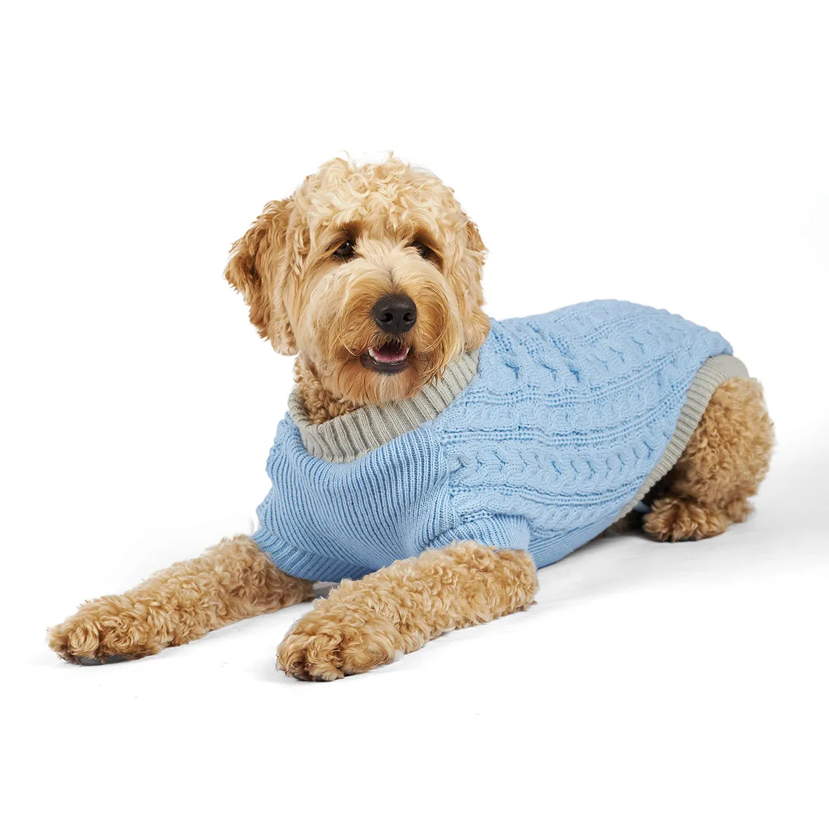 Kazoo Apparel Cable Knit Dog Jumper Blue Medium ***