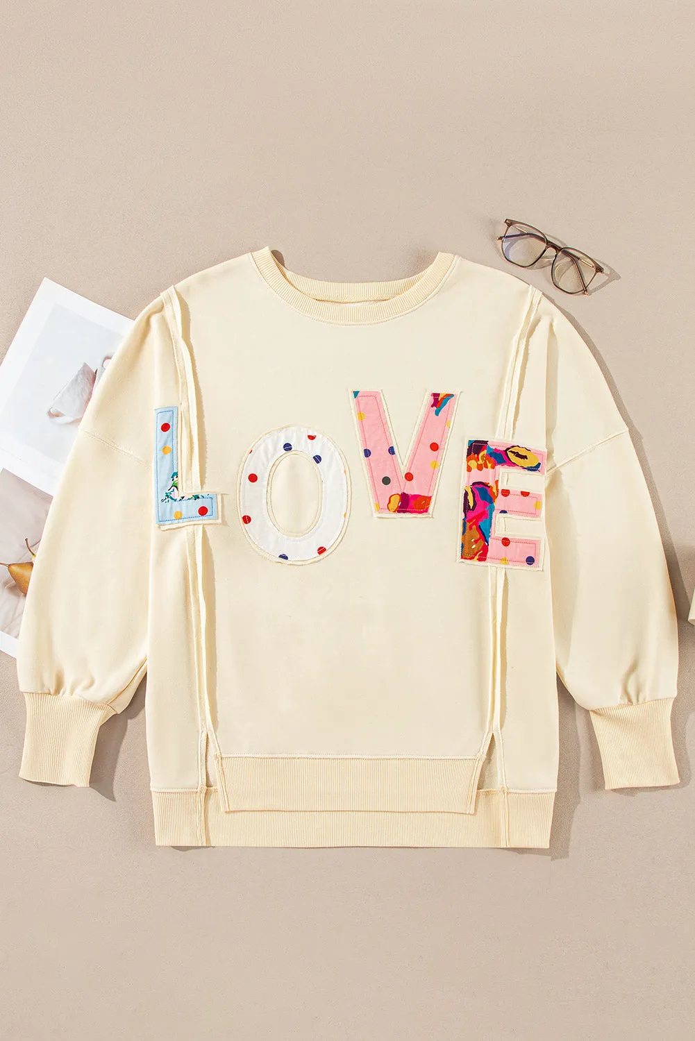 kesley LOVE Patch Round Neck Sweater