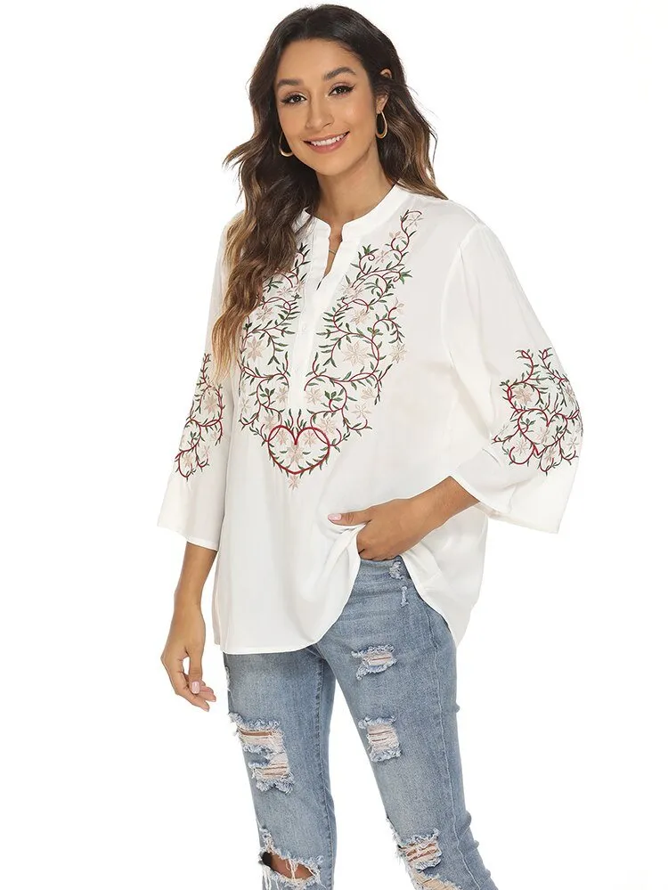 KHALEE YOSE Vintage Chic Embroidery Top