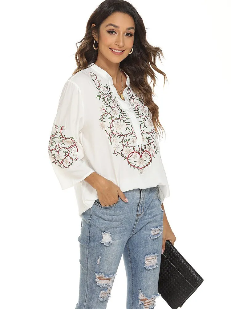 KHALEE YOSE Vintage Chic Embroidery Top