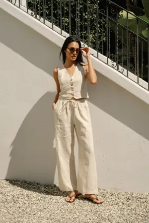 Kira Pant in Oatmeal Linen