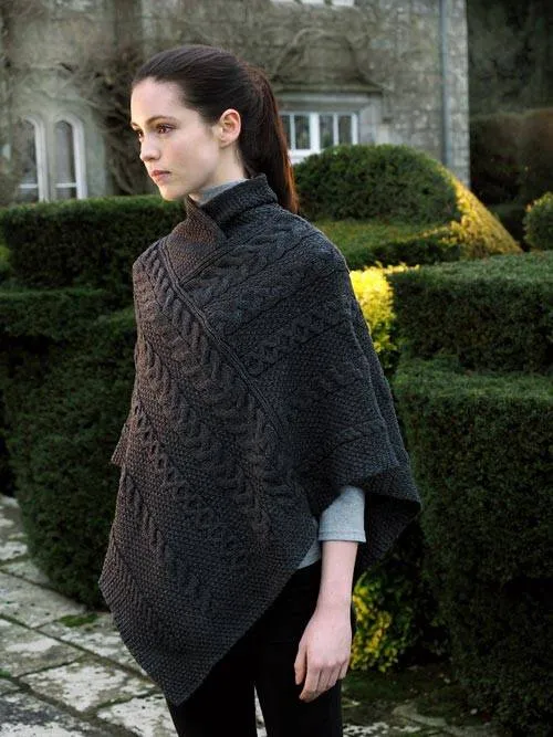 Knit Irish Cape - Charcoal