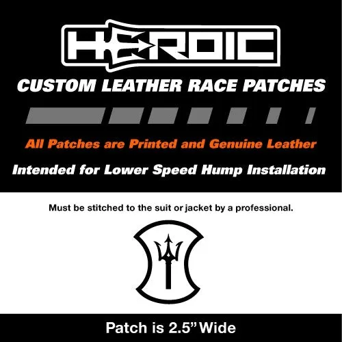 Leather Printed Patches - HEROIC Trident - White