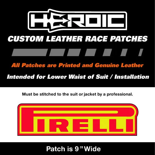 Leather Printed Patches - PIRELLI Lower Back 9in - Red