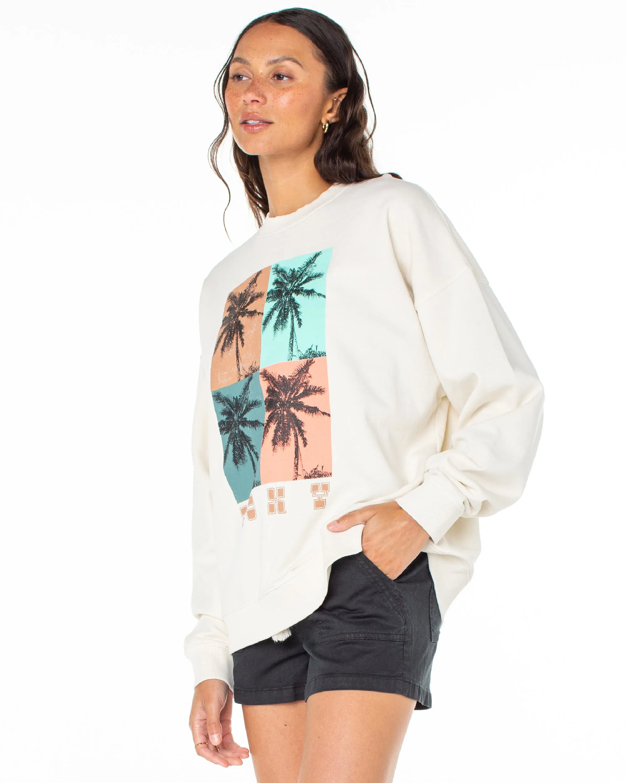 Lineup Oversized Crew Neck Sweatshirt - Snow White