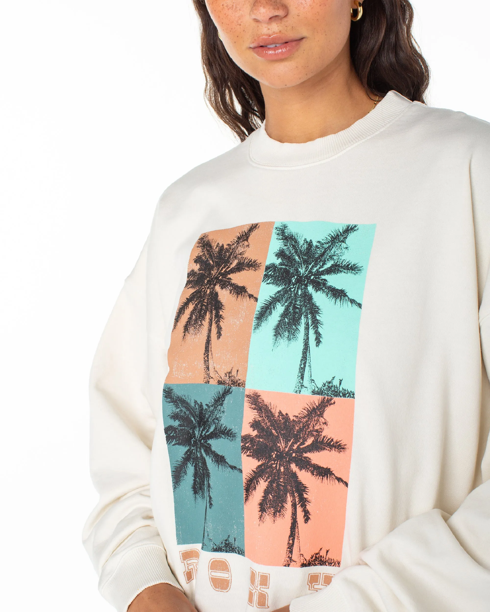 Lineup Oversized Crew Neck Sweatshirt - Snow White