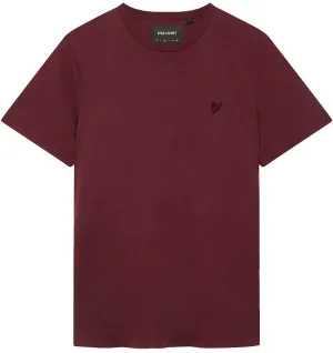 Lyle and Scott Mens Tonal Eagle T Shirt Burgundy