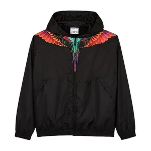 Marcelo Burlon Kids Printed Sunset Wings Black Hooded Jacket