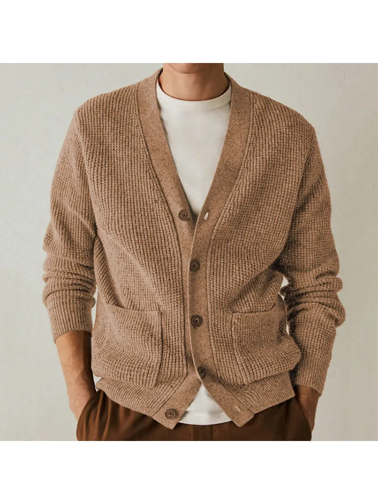 Men'S V-Neck Thickened Cardigan Sweater