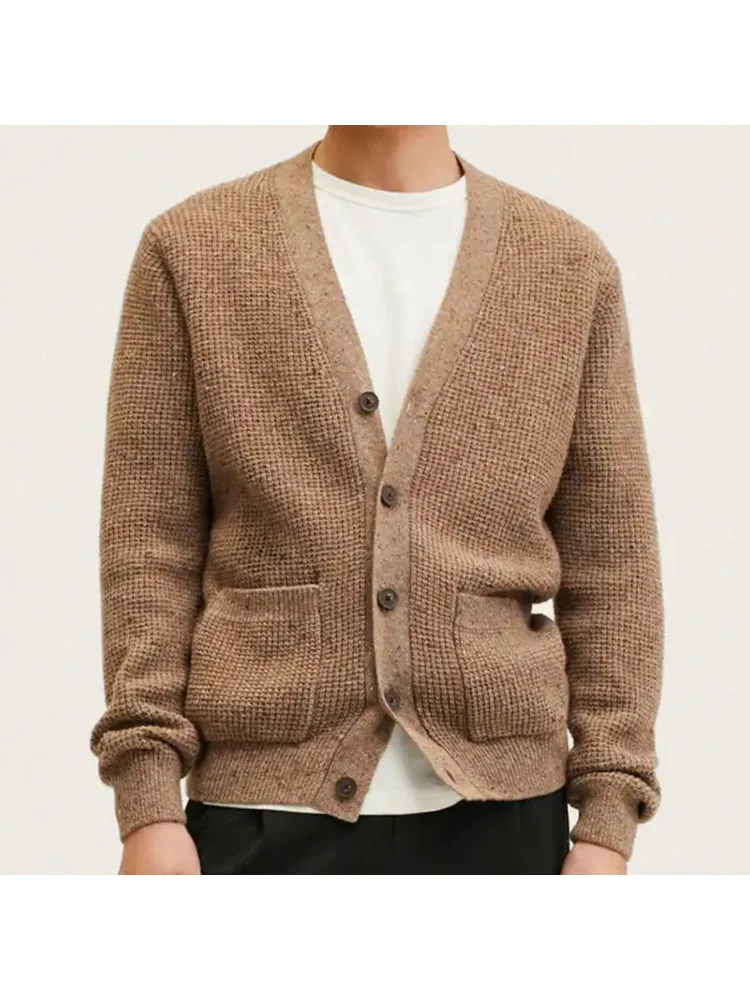 Men'S V-Neck Thickened Cardigan Sweater