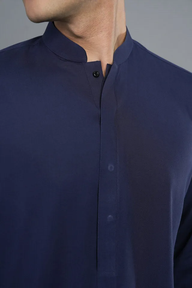 Navy Blue Plain Kurta Style Kameez Shalwar SQ-11