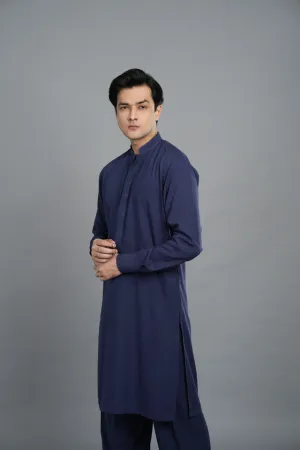 Navy Blue Plain Kurta Style Kameez Shalwar SQ-11