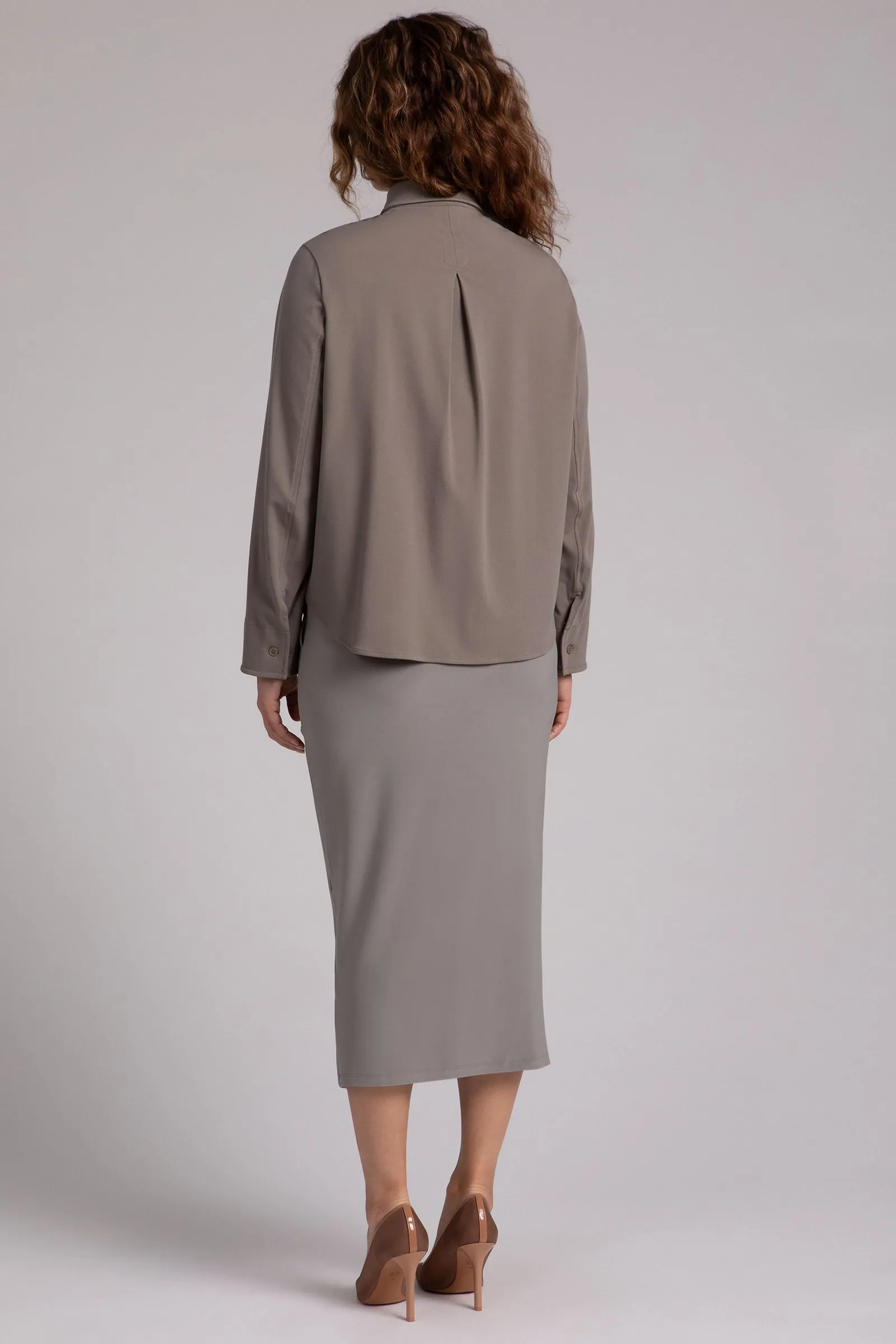 Ponte Hepburn Shorty Shacket | Taupe