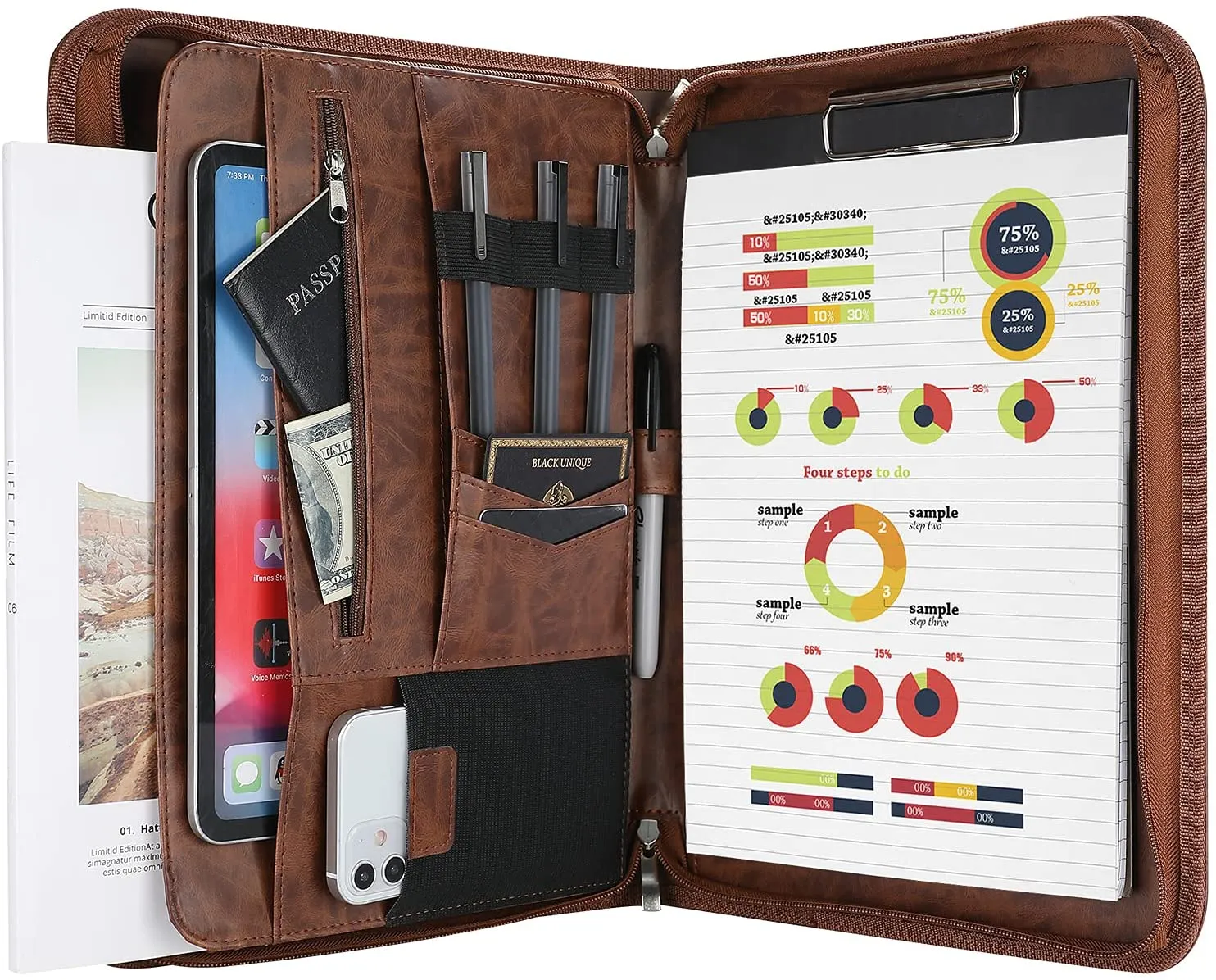 Portfolio Business Padfolio Folder with Zipper | ProCase