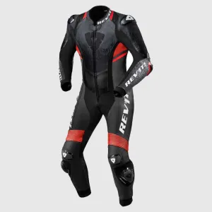 Rev It! Real Quantum 2 One-Piece Leather Suit - Anthracite Neon Red