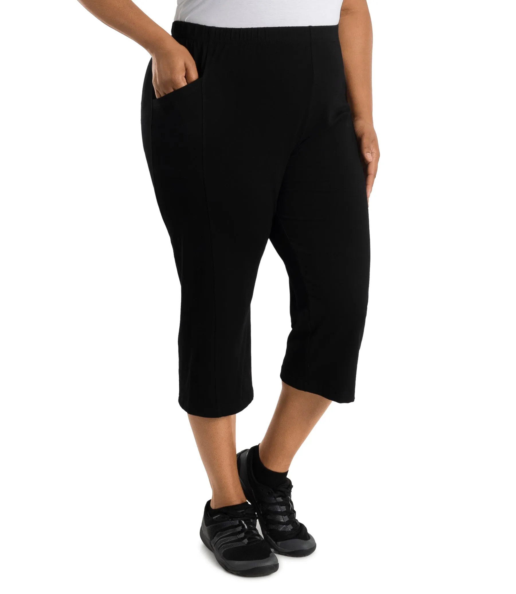 Stretch Naturals Side Pocket Capri Black