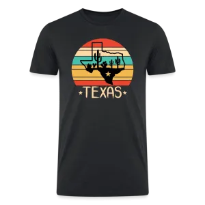 Texan Oasis: Organic Tri-Blend Tee with Texas Outline and Cactus Design