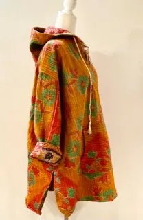 Throw and Go Hoodies Redefine Kantha: A Fashion Must. (Peach)